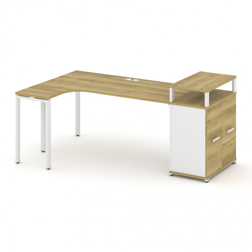 Concept Стол эргономичный с опорным распаш. шкафом с верх. горизонтом CN.SA-212(L) W Дуб Винченцо/Бе Concept Стол эргономичный с опорным распаш. шкафом с верх. горизонтом CN.SA-212(L) W Дуб Винченцо/Бе