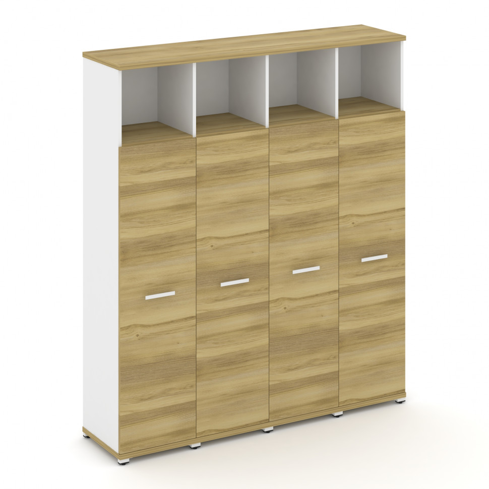 Concept Шкаф 4 узкие секции, 5 ниш CN.STU-546 W Дуб Винченцо/Белый Бриллиант/Металл Белый 1668*420*1