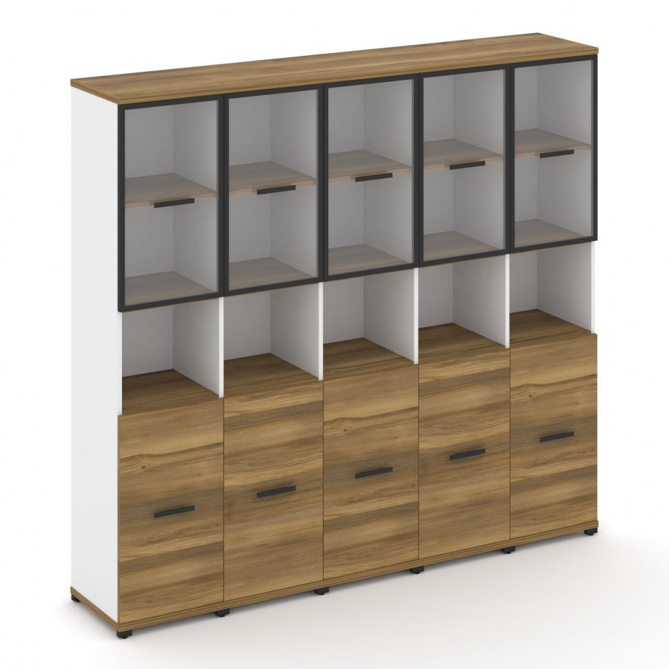 Concept Шкаф 5 узких секции, 5 ниш CN.STU-553 RPB B Сандал Янтарный/Белый Бриллиант/Металл Черный/Пр