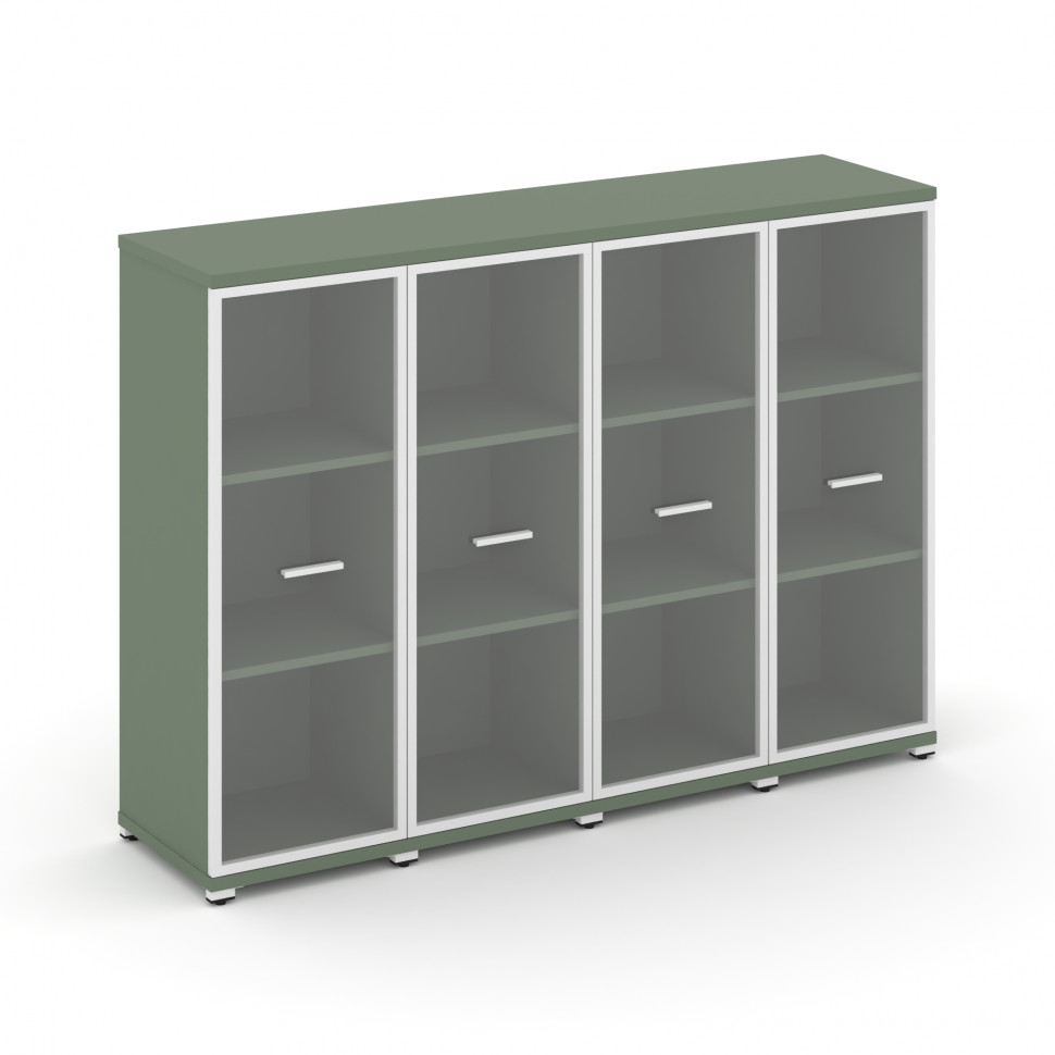 Concept Шкаф 4 узкие секции, 3 ниши CN.STU-346 RPW W Кобо/Металл Белый/Прозрачный 1668*420*1186