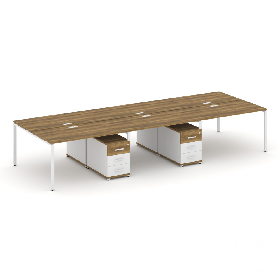 Concept Рабочая станция 6 мест с 2 двухсторонними опорными тумбами CN.DRS-343 W Сандал Янтарный/Белы Concept Рабочая станция 6 мест с 2 двухсторонними опорными тумбами CN.DRS-343 W Сандал Янтарный/Белы