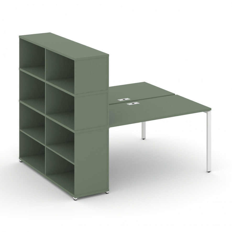 Concept Рабочая станция с опорным стеллажом с надставкой выс. CN.DRS-216 Кобо/Металл Белый 2000*1480