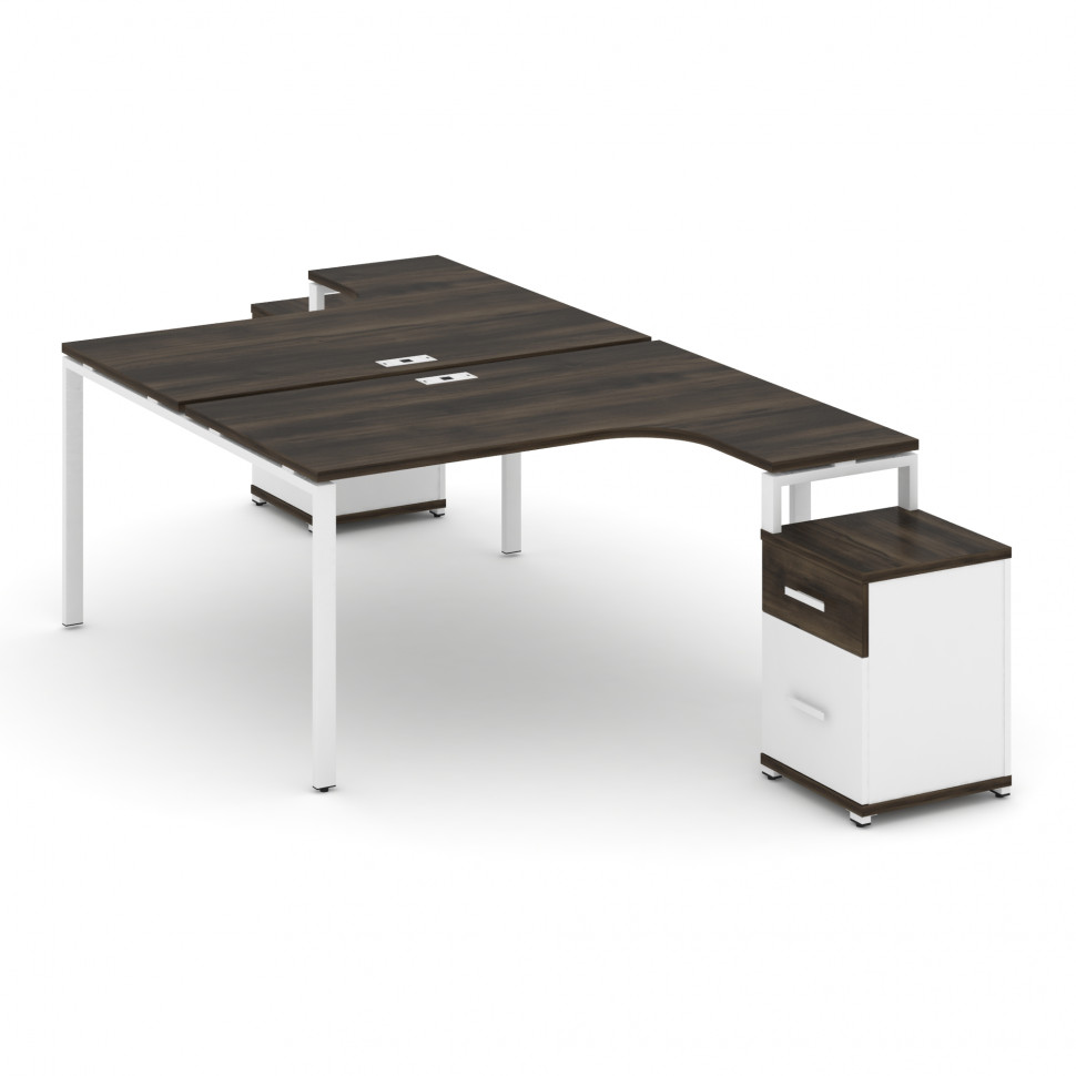 Concept Рабочая станция с 2 опорными тумбами CN.DSA-307 W Дуб Мали/Белый Бриллиант/Металл Белый 1380