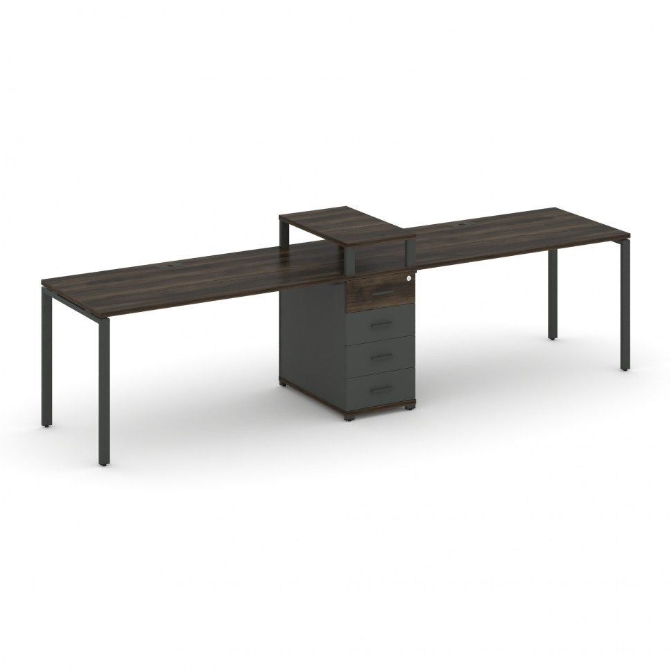Concept Рабочая станция 2 места с 1 опорной тумбой CN.ORS-420 A Дуб Мали/Антрацит/Металл Антрацит 35
