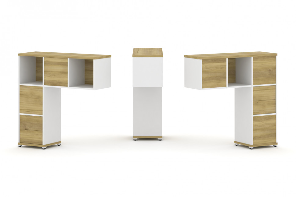 Concept Надставка низкая CN.DNN-003 Дуб Винченцо/Белый Бриллиант/Металл Белый 1099*365*1130