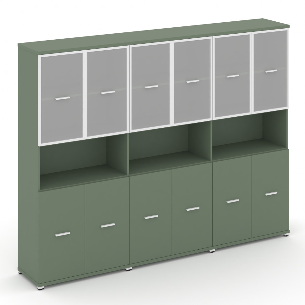 Concept Шкаф 3 широкие секции, 5 ниш CN.STS-533 RMW W Кобо/Металл Белый/Сатин 2500*420*1922