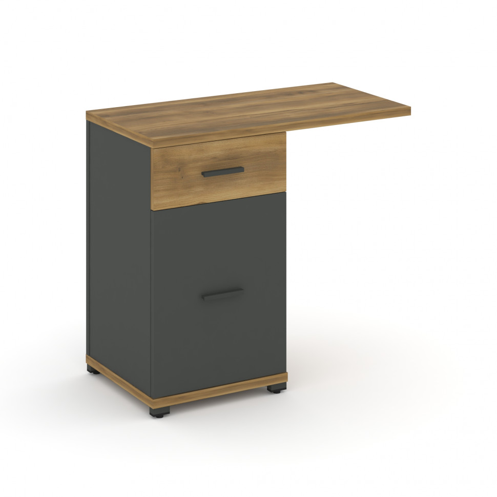 Concept Тумба приставная узкая 1 ящ.+1 распаш. фасад со свесом CN.TUS-003 A Сандал Янтарный/Антрацит