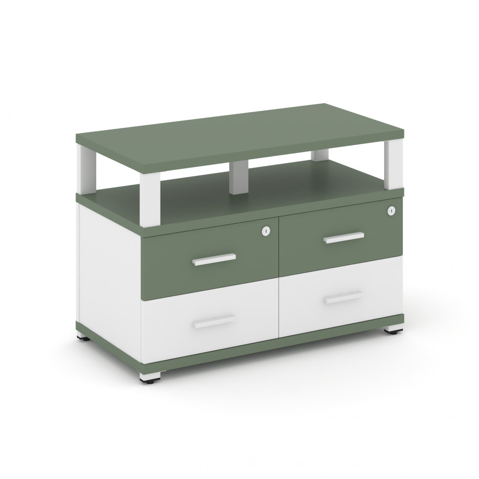 Concept Тумба приставная широкая 4 ящ. с надставкой широкой CN.TSP-003 W Кобо/Белый Бриллиант/Металл