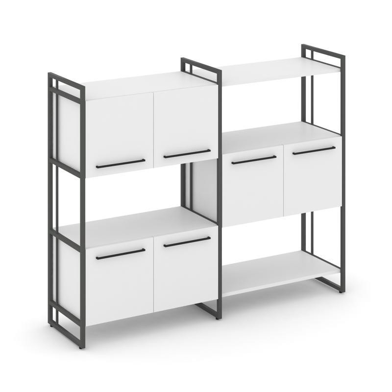 Rift Шкаф комбинированый RF.NS-004 Белый Бриллиант/Металл Антрацит/Черный Ручки 1576*396*1286