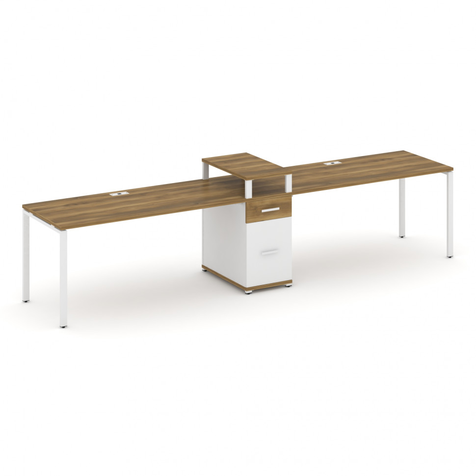 Concept Рабочая станция 2 места с 1 опорной тумбой CN.ORS-424 W Сандал Янтарный/Белый Бриллиант/Мета