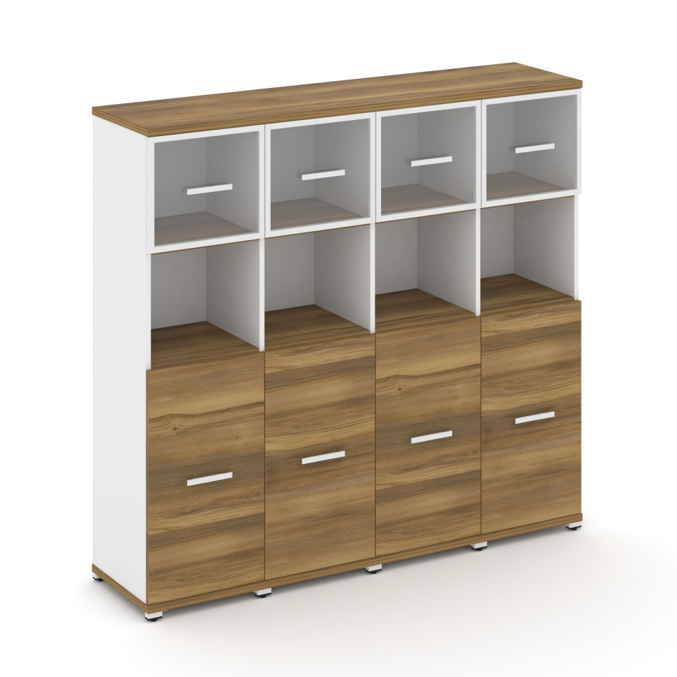 Concept Шкаф 4 узкие секции, 4 ниши CN.STU-445 RPW W Сандал Янтарный/Белый Бриллиант/Металл Белый/Пр