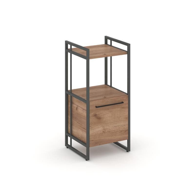 Rift Шкаф 2 ниши узкий RF.SU-22 (L) Дуб Табак/Металл Антрацит/Черный Ручки 420*396*924