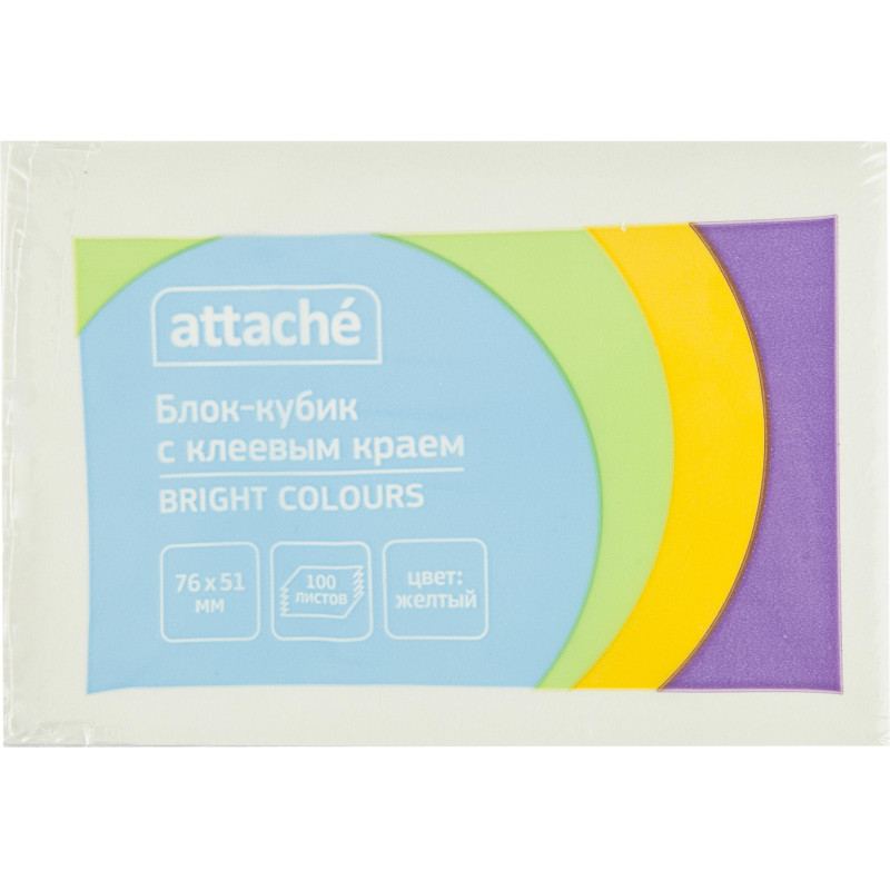 Стикеры ATTACHE Bright colours с клеев.краем 76х51 желтый 100л