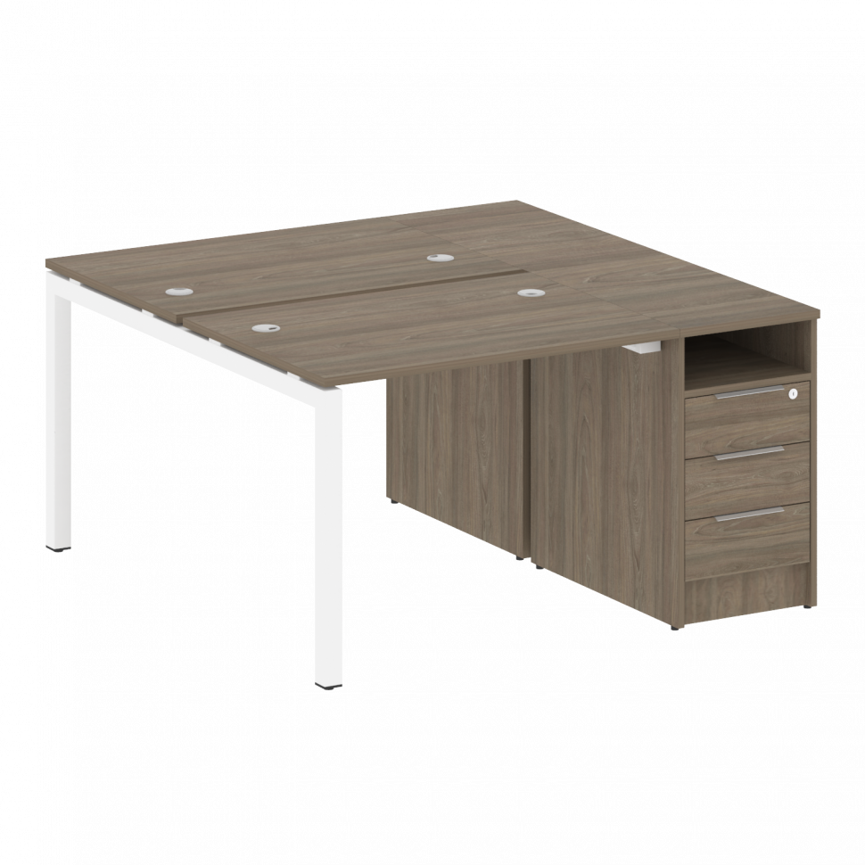 Metal System Quattro Рабочая станция с тумбой на П-образном м/к 50БП.РС-СТП-2.1 Вяз Благородный/Мета