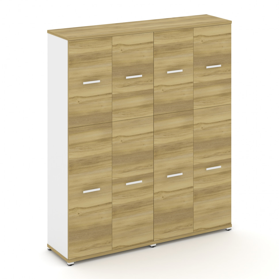 Concept Шкаф 2 широкие секции, 5 ниш CN.STS-525 W Дуб Винченцо/Белый Бриллиант/Металл Белый 1668*420