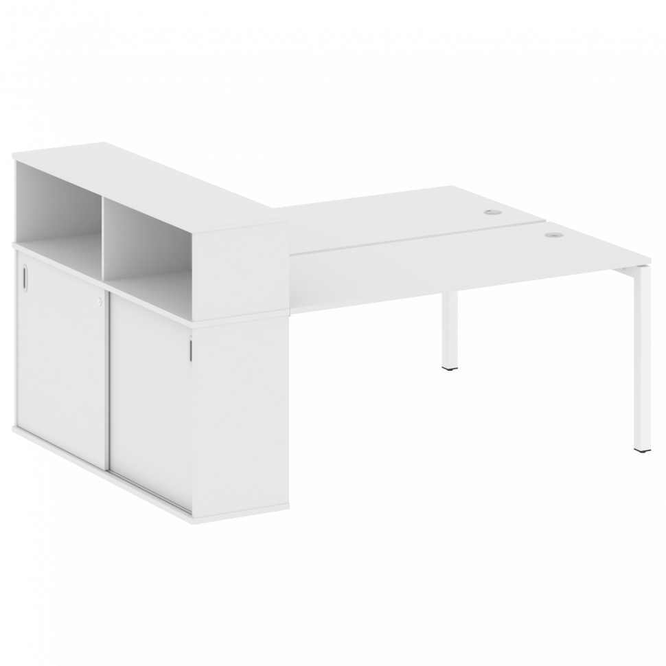 Metal System Quattro Рабочая станция с шкафом-купе на П-образном м/к 50БП.РС-СШК-2.4 Т Белый/Металл