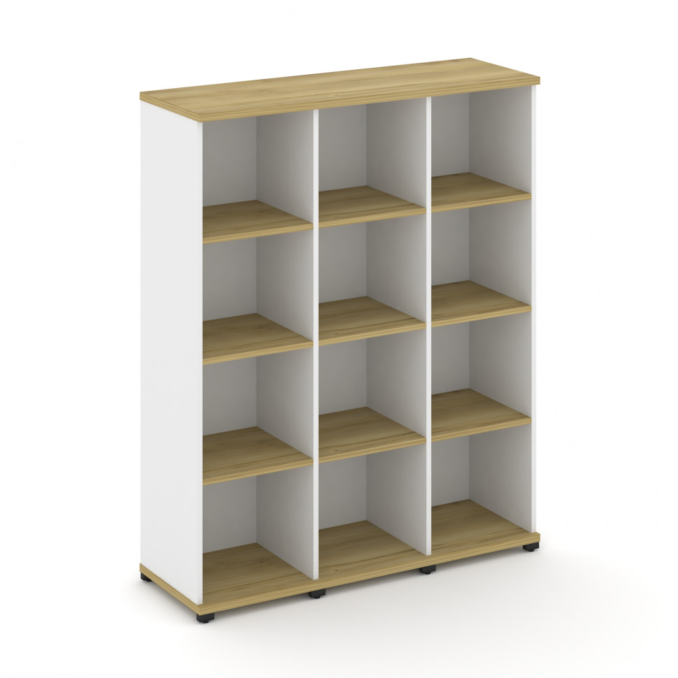 Concept Стеллаж 3 узкие секции, 4 ниши CN.STU-430 Дуб Винченцо/Белый Бриллиант/Металл Черный 1252*42