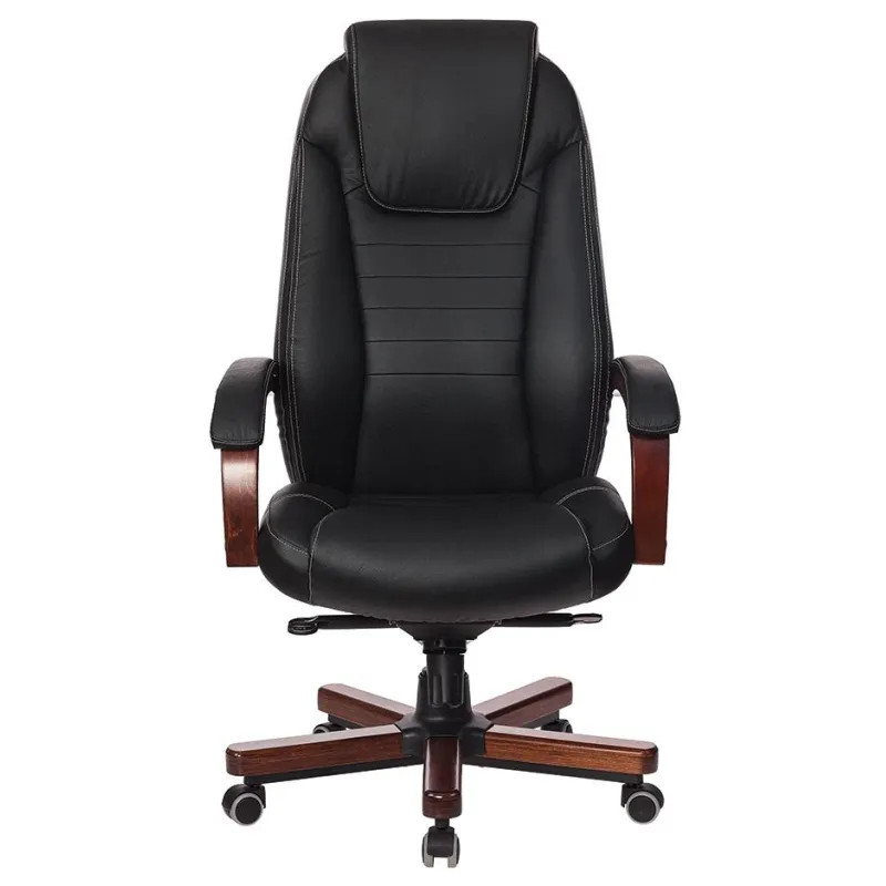 Кресло VB_Бюрократ T-9923WALNUT/BLACK кожа черный, дерево