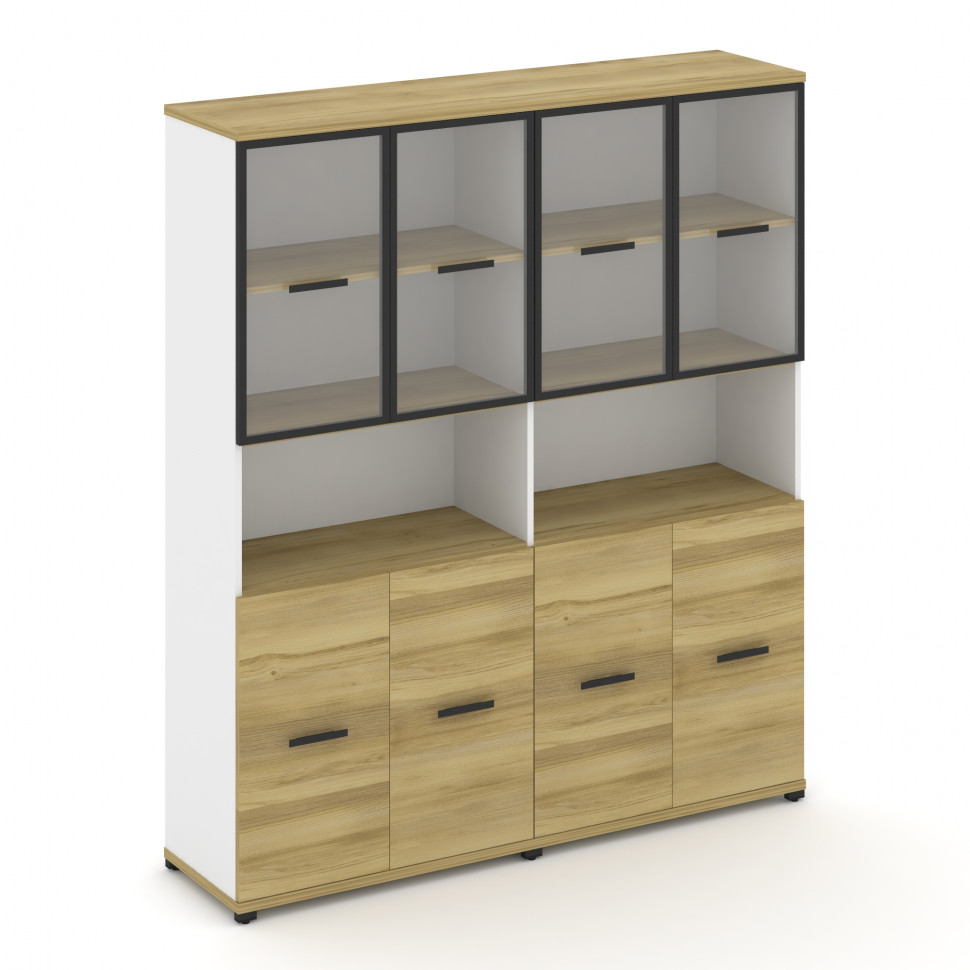 Concept Шкаф 2 широкие секции, 5 ниш CN.STS-523 RPB B Дуб Винченцо/Белый Бриллиант/Металл Черный/Про