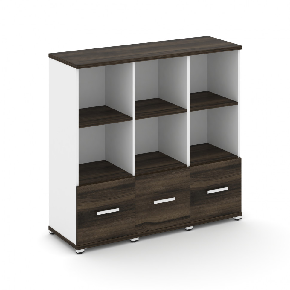 Concept Шкаф 3 узкие секции, 3 ниши CN.STU-331 W Дуб Мали/Белый Бриллиант/Металл Белый 1252*420*1186