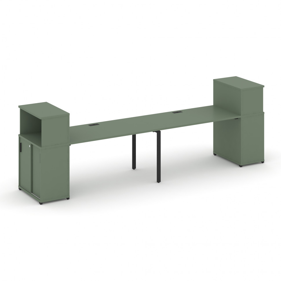 Concept Рабочая станция с опорными шкафом-купе с надставкой низ. CN.ORS-239 B Кобо/Металл Черный 360