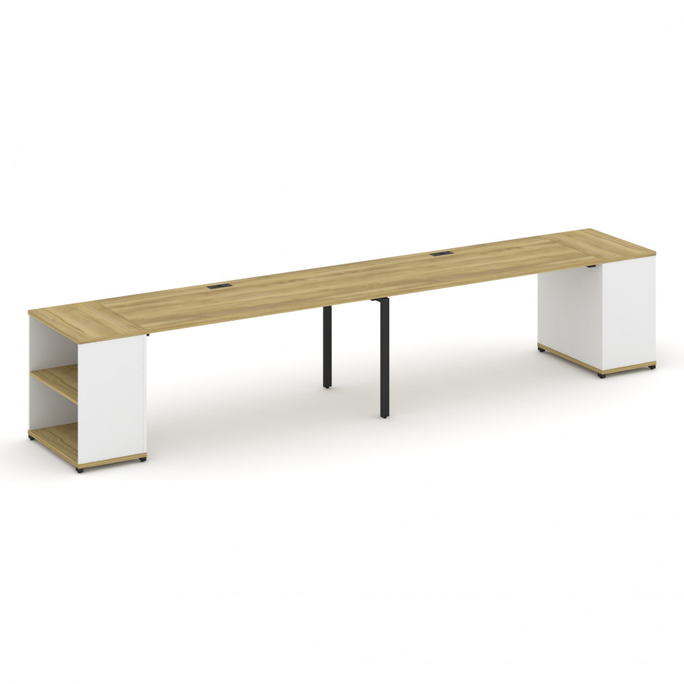 Concept Рабочая станция с опорными стеллажами CN.ORS-204 Дуб Винченцо/Белый Бриллиант/Металл Черный