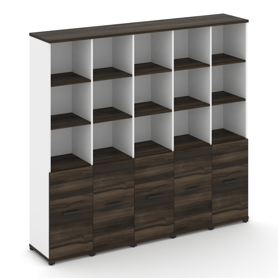 Concept Шкаф 5 узких секций, 5 ниш CN.STU-551 B Дуб Мали/Белый Бриллиант/Металл Черный 2084*420*1922