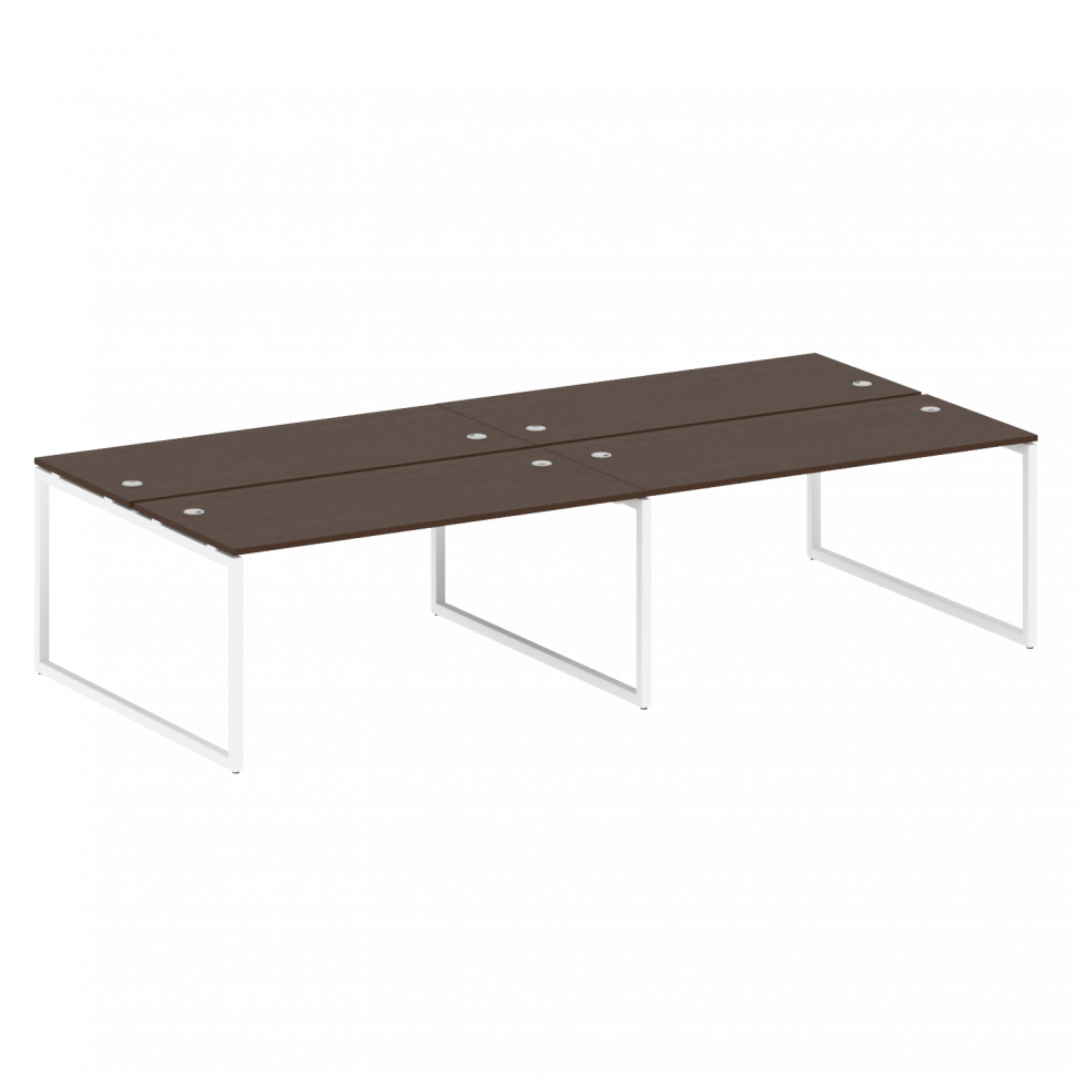 Metal System Quattro Рабочая станция на 4 места на О-образном м/к 40БО.СМ-4.4 Венге Цаво/Металл Белы