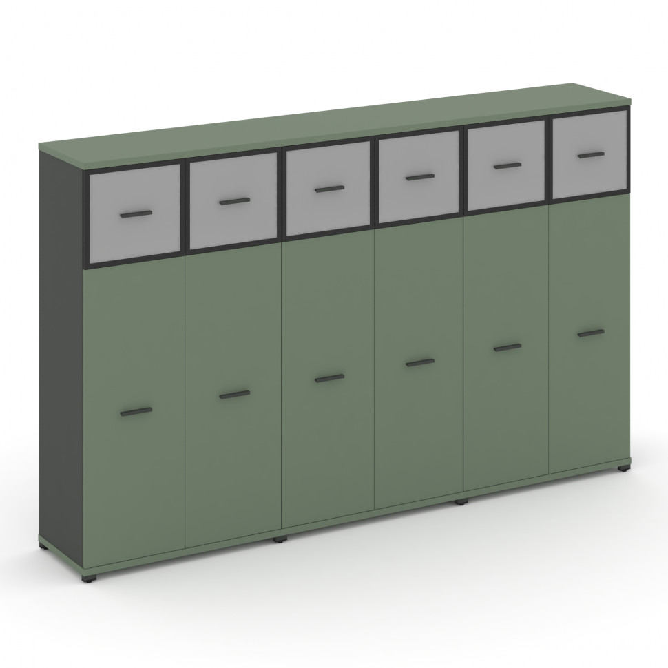 Concept Шкаф 3 широкие секции, 4 ниши CN.STS-434 RMB A Кобо/Антрацит/Металл Антрацит/Сатин 2500*420*