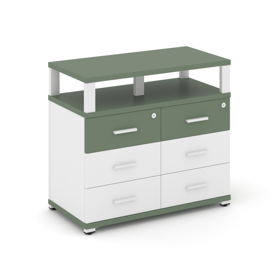 Concept Тумба приставная широкая 6 ящ. с надставкой широкой CN.TSP-009 W Кобо/Белый Бриллиант/Металл Concept Тумба приставная широкая 6 ящ. с надставкой широкой CN.TSP-009 W Кобо/Белый Бриллиант/Металл