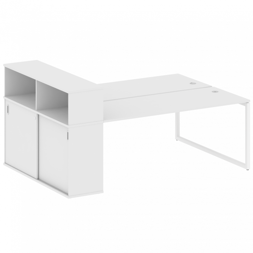 Metal System Quattro Рабочая станция с шкафом-купе на О-образном м/к 40БО.РС-СШК-2.5 Т Белый/Металл