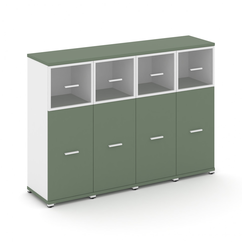 Concept Шкаф 4 узкие секции, 3 ниши CN.STU-344 RPW W Кобо/Белый Бриллиант/Металл Белый/Прозрачный 16