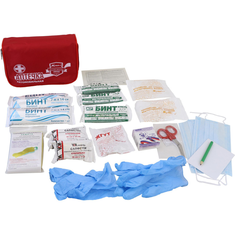 Аптечка первой помощи автомобильная ф.14. 54139 пр. №260н текст.сумка