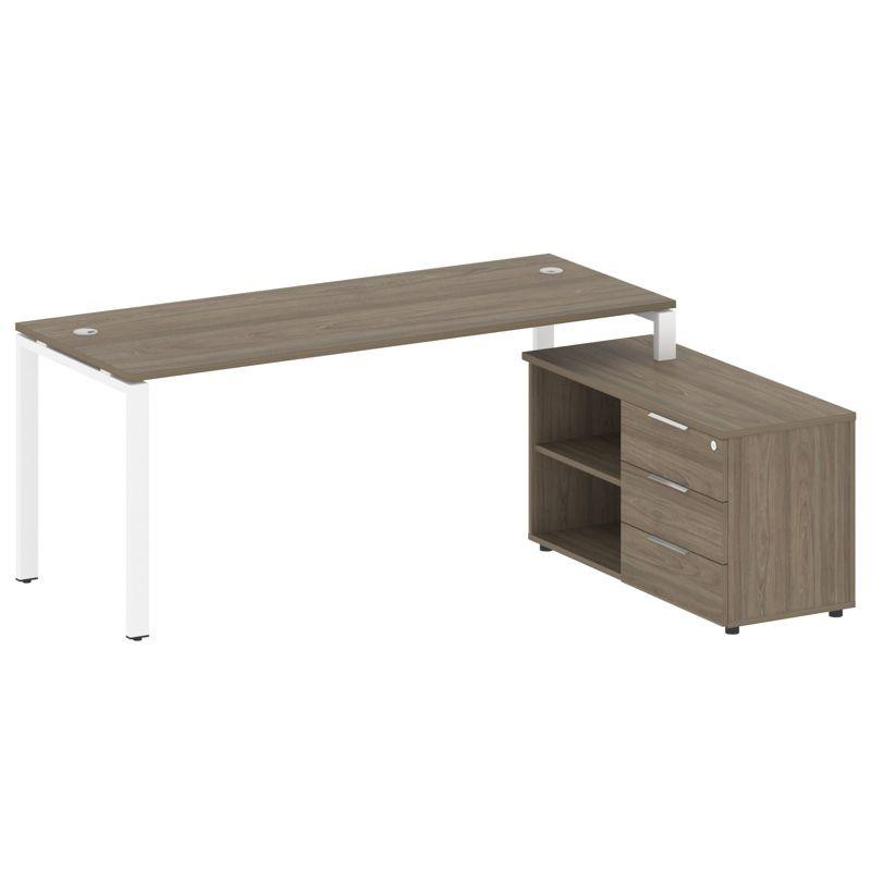 Metal System Рабочая станция с тумбой на П-образном м/к БП.РС-СТС-2.5 (R) Вяз Благородный/Металл Бел