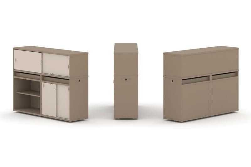 Estetica Набор №10. Тумба двойная+низкая надставка ES.NB.2N-10 Латте/Капучино 1500*410*1135