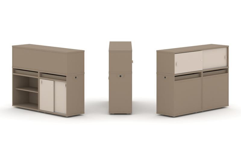 Estetica Набор №10. Тумба двойная+низкая надставка ES.NB.2N-10 Латте/Капучино 1500*410*1135