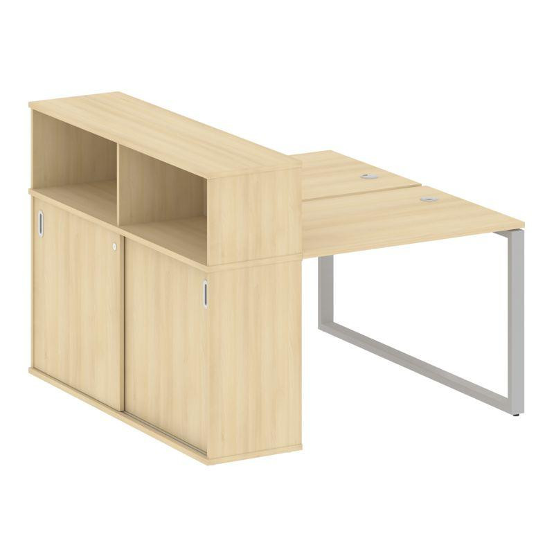 Metal System Рабочая станция с шкафом-купе на О-образном м/к БО.РС-СШК-2.1 Т Акация Лорка/Металл Сер