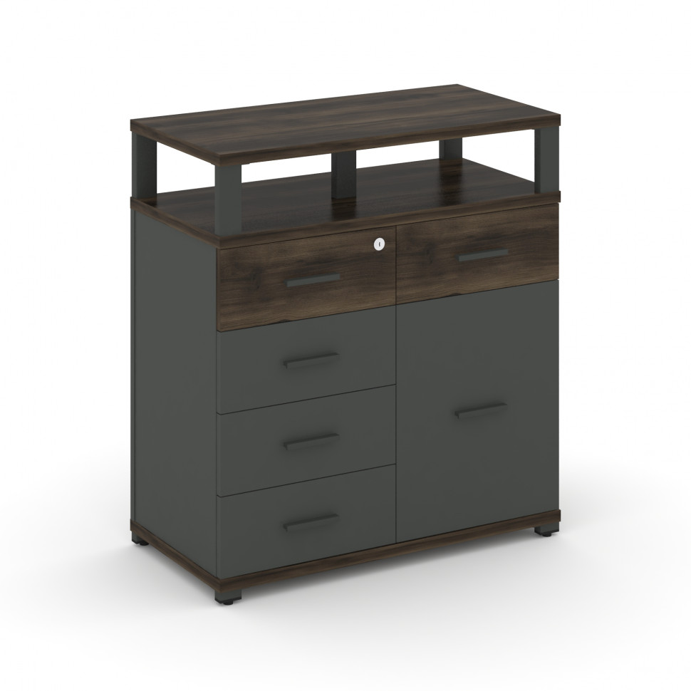 Concept Тумба приставная широкая 5 ящ.+1 распаш. фасад с надставкой широкой CN.TSP-018 A Дуб Мали/Ан Concept Тумба приставная широкая 5 ящ.+1 распаш. фасад с надставкой широкой CN.TSP-018 A Дуб Мали/Ан