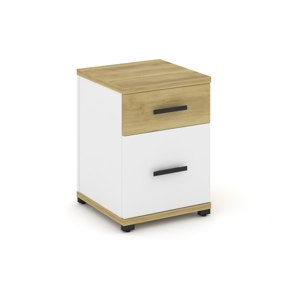 Concept Тумба опорная/приставная 1 ящ.+1 распаш. фасад CN.TUO-004 B Дуб Винченцо/Белый Бриллиант/Мет Concept Тумба опорная/приставная 1 ящ.+1 распаш. фасад CN.TUO-004 B Дуб Винченцо/Белый Бриллиант/Мет