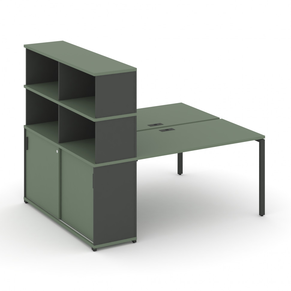 Concept Рабочая станция с опорным шкафом-купе с надставкой выс. CN.DRS-243 A Кобо/Антрацит/Металл Ан