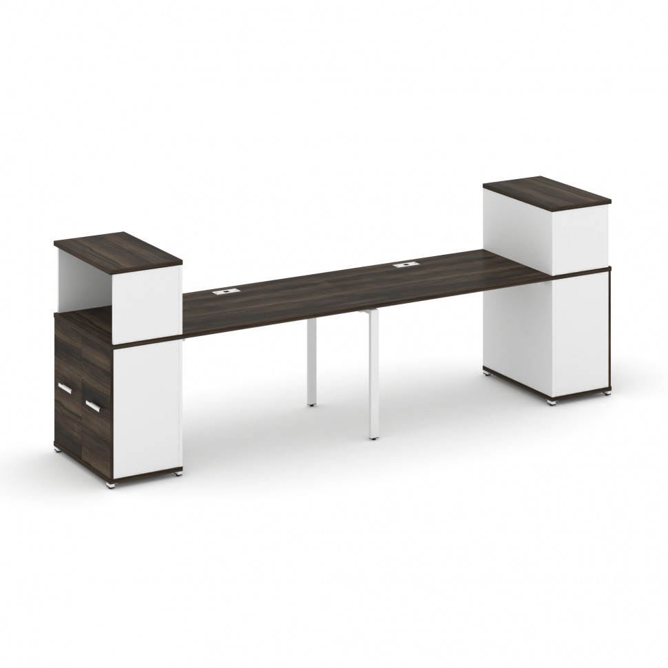 Concept Рабочая станция с опорными распаш. шкафами с надставкой низ. CN.ORS-226 W Дуб Мали/Белый Бри