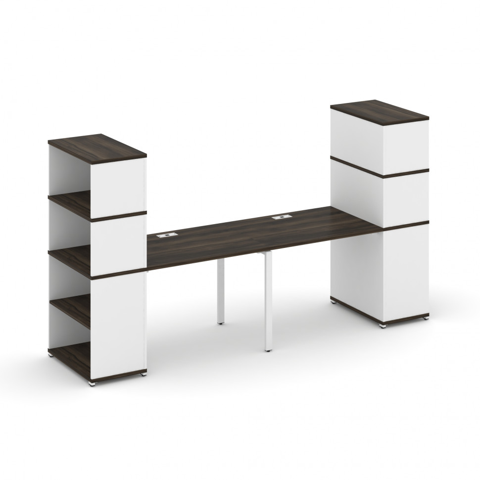 Concept Рабочая станция с опорными стеллажами с надставкой выс. CN.ORS-213 Дуб Мали/Белый Бриллиант/ Concept Рабочая станция с опорными стеллажами с надставкой выс. CN.ORS-213 Дуб Мали/Белый Бриллиант/