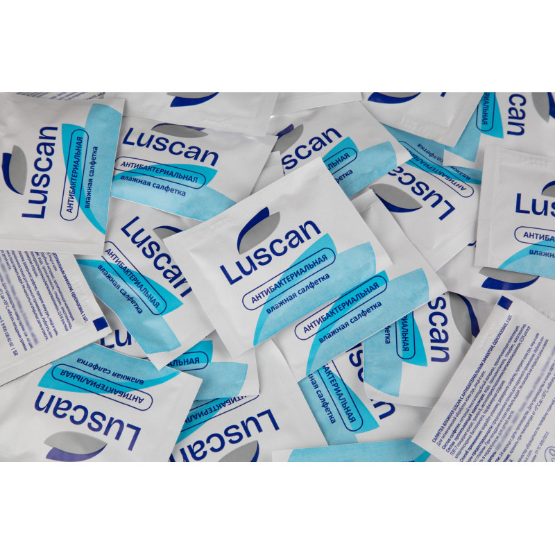 Салфетки влажные Luscan антибактериальные в саше 15х17см 1000шт/уп