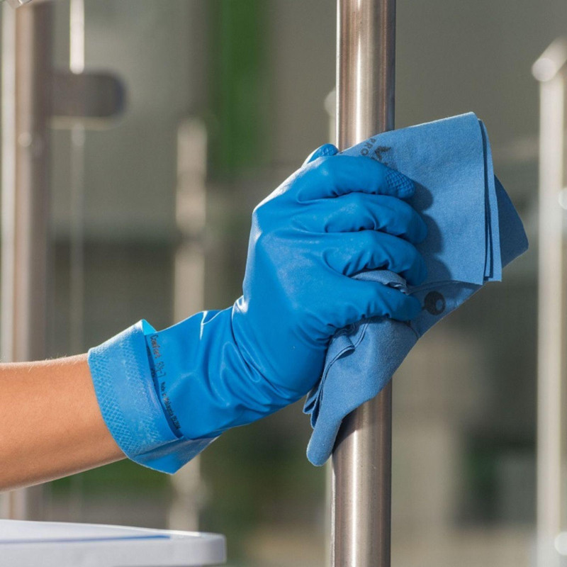 Перчатки резиновые Vileda Profes латекс хлопков.напылен синий рL 100754,ПС