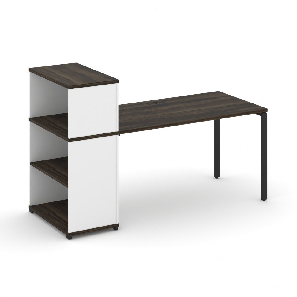 Concept Стол рабочий с опорным стеллажом с надставкой низ. CN.SP-211 Дуб Мали/Белый Бриллиант/Металл