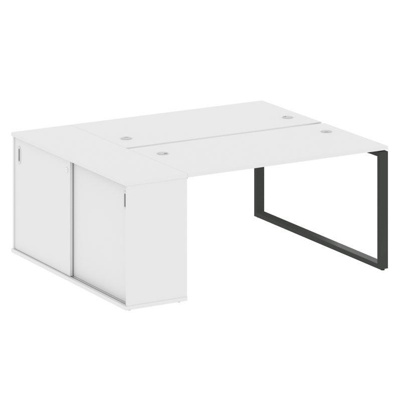 Metal System Рабочая станция с шкафом-купе на О-образном м/к БО.РС-СШК-1.3 Т Белый/Металл Антрацит 1