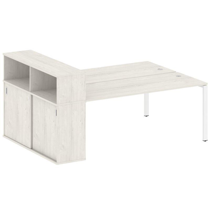 Metal System Рабочая станция с шкафом-купе на П-образном м/к БП.РС-СШК-2.5 Т Дуб Наварра/Металл Белы Metal System Рабочая станция с шкафом-купе на П-образном м/к БП.РС-СШК-2.5 Т Дуб Наварра/Металл Белы