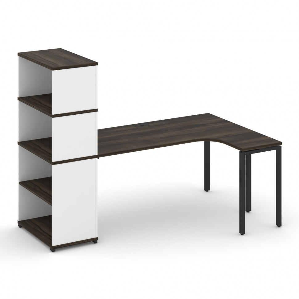 Concept Стол эргономичный с опорным стеллажом с надставкой выс. CN.SA-208(R) Дуб Мали/Белый Бриллиан