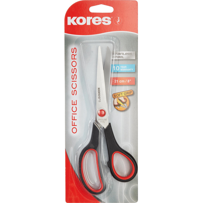 Ножницы Kores Softgrip 210 мм с пласт.прорезин.анатом.руч.,цв.в ассотр