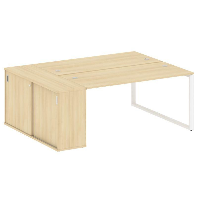 Metal System Рабочая станция с шкафом-купе на О-образном м/к БО.РС-СШК-1.4 Т Акация Лорка/Металл Бел